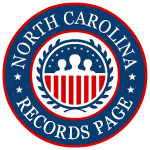 A red, white, and blue round logo with the words North Carolina Records Page